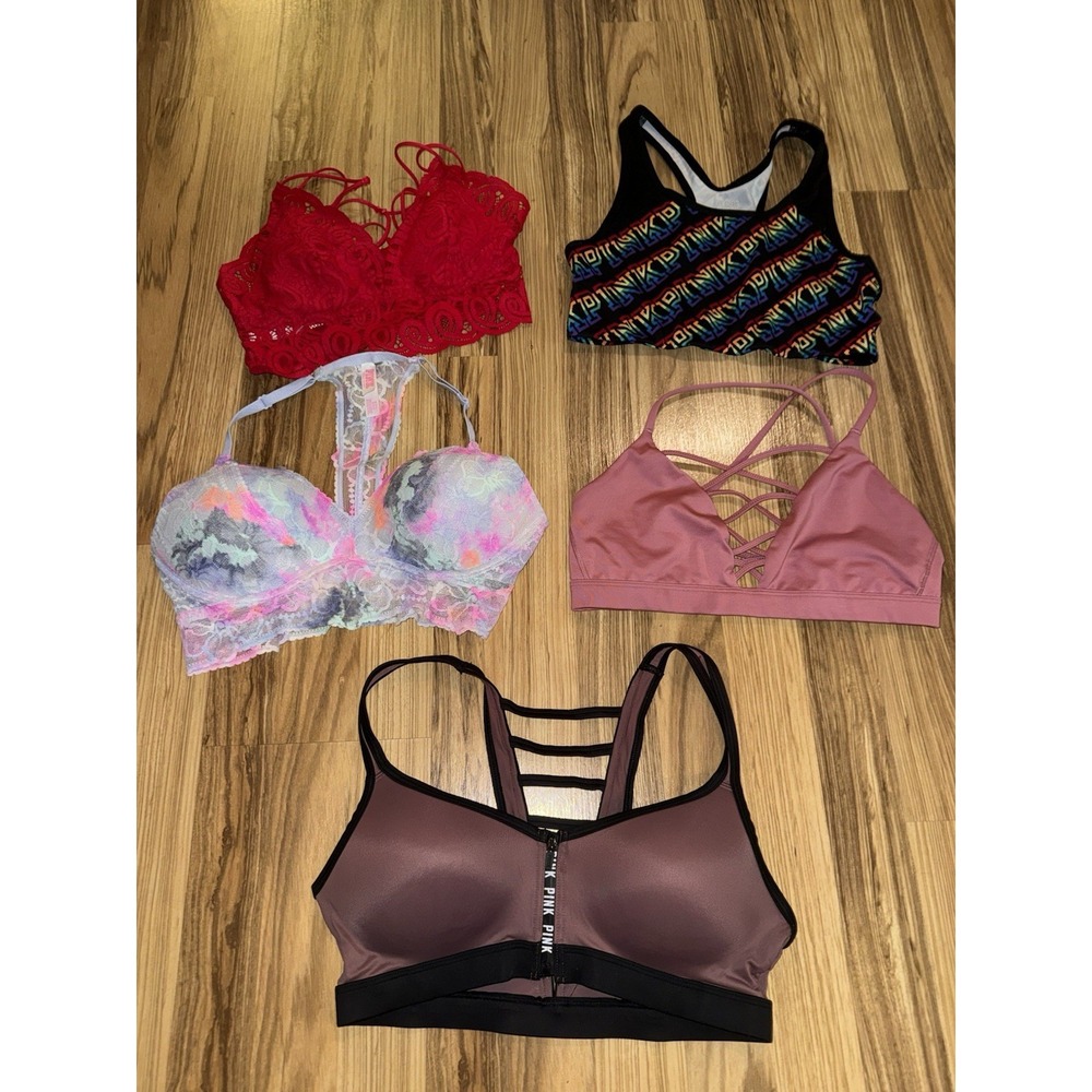 Victoria's‎ Secret VS Bra Tank Lot Women's M Medium PINK Lace Workout